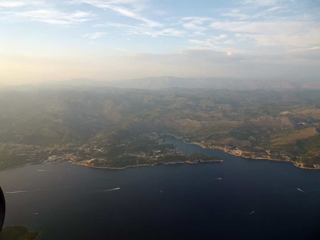 Zaton Bay and the towns of Oraac and Zaton, viewed from the airplane from Rotterdam