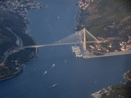 The Franjo Tudman Bridge over the Rijeka Dubrovacka inlet, viewed from the airplane from Rotterdam