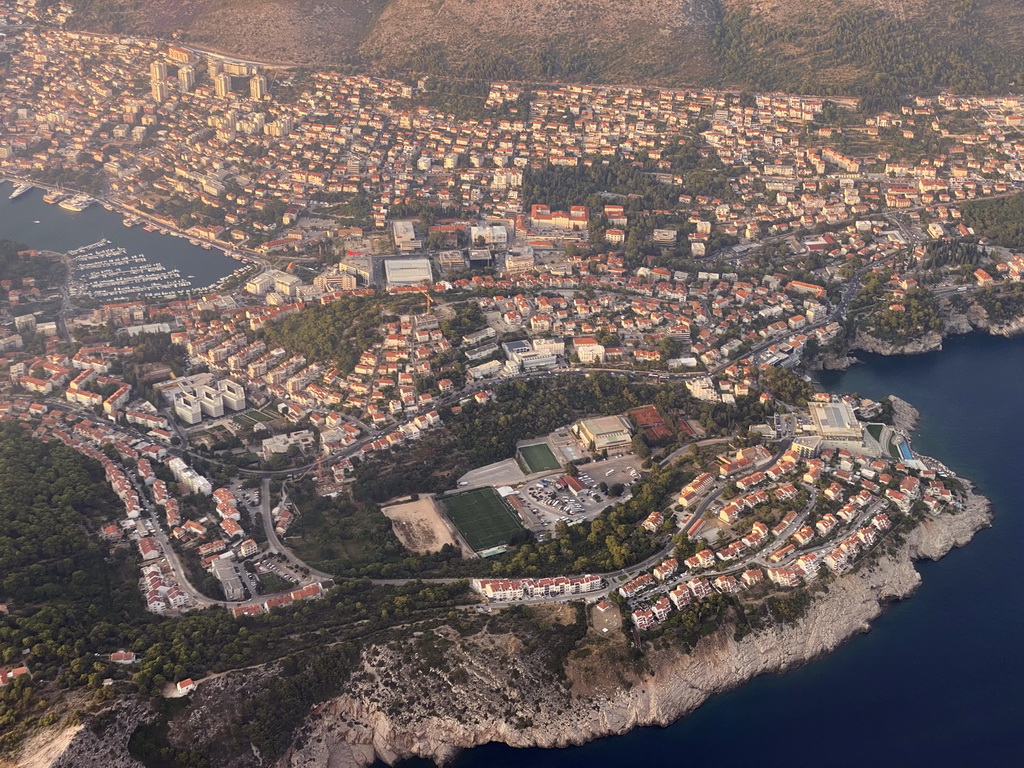 The Lapad peninsula and the Gru Port, viewed from the airplane from Rotterdam