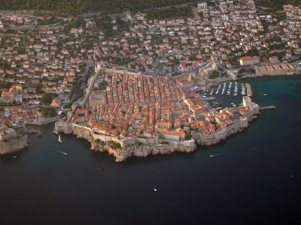 The Old Town of Dubrovnik, viewed from the airplane from Rotterdam