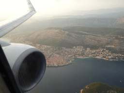 The Old Town of Dubrovnik and Mount Srd, viewed from the airplane from Rotterdam
