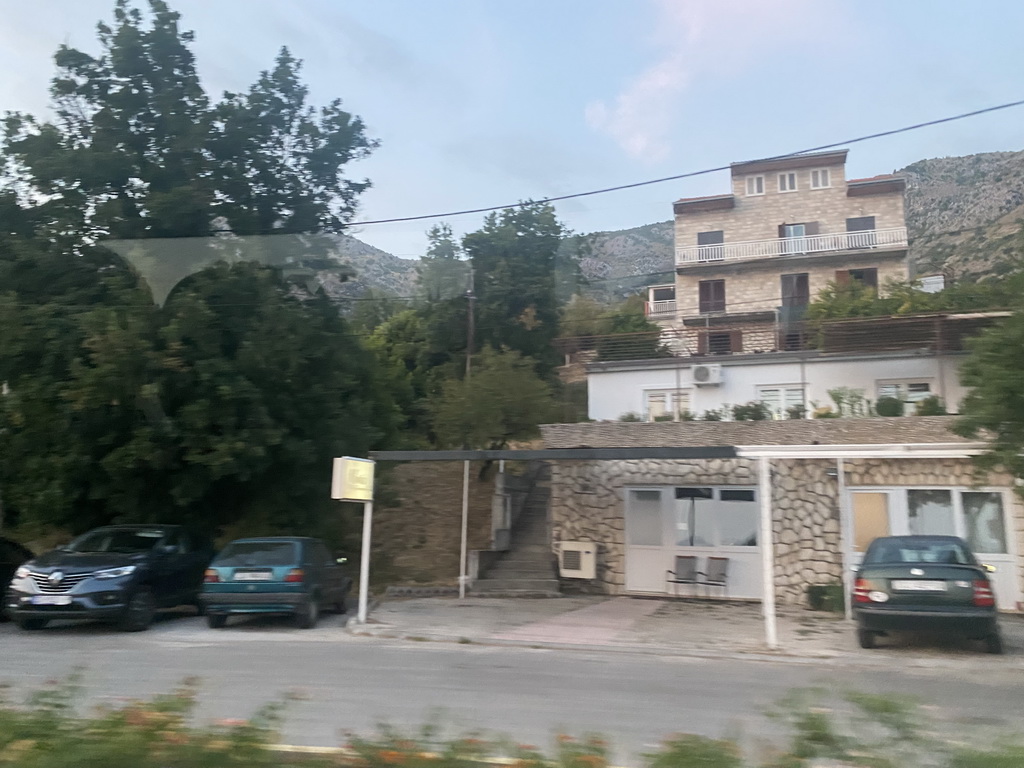 House at the town of Plat, viewed from the bus from Dubrovnik Airport to the Grand Hotel Park on the D8 road