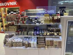 Croatian products at a store at the Departures Hall of Dubrovnik Airport
