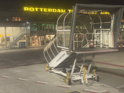 The Rotterdam The Hague Airport, viewed from the airplane, by night