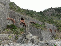 Stone wall above the beach of Riomaggiore