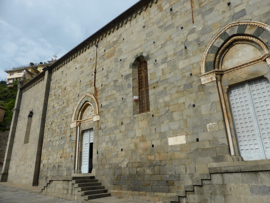 The south side of the Chiesa di San Giovanni Battista church at the Via Telemaco Signorini street at Riomaggiore