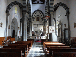 Nave, apse and pulpit of the Chiesa di San Giovanni Battista church at Riomaggiore