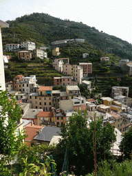 View on the town center from the alley leading from the Via Telemaco Signorini street to the Riomaggiore Castle