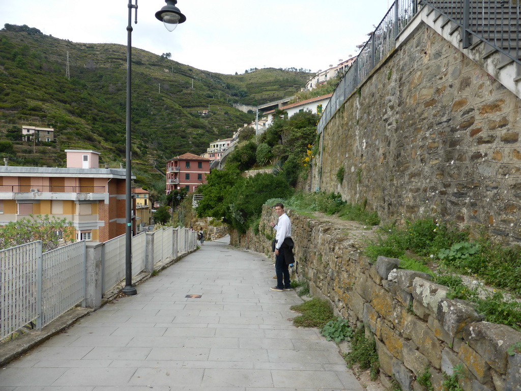 Tim at the Via Telemaco Signorini street at Riomaggiore