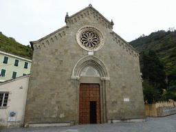 Front of the Chiesa di San Lorenzo church at the Piazza di Papa Innocenzo IV square at Manarola