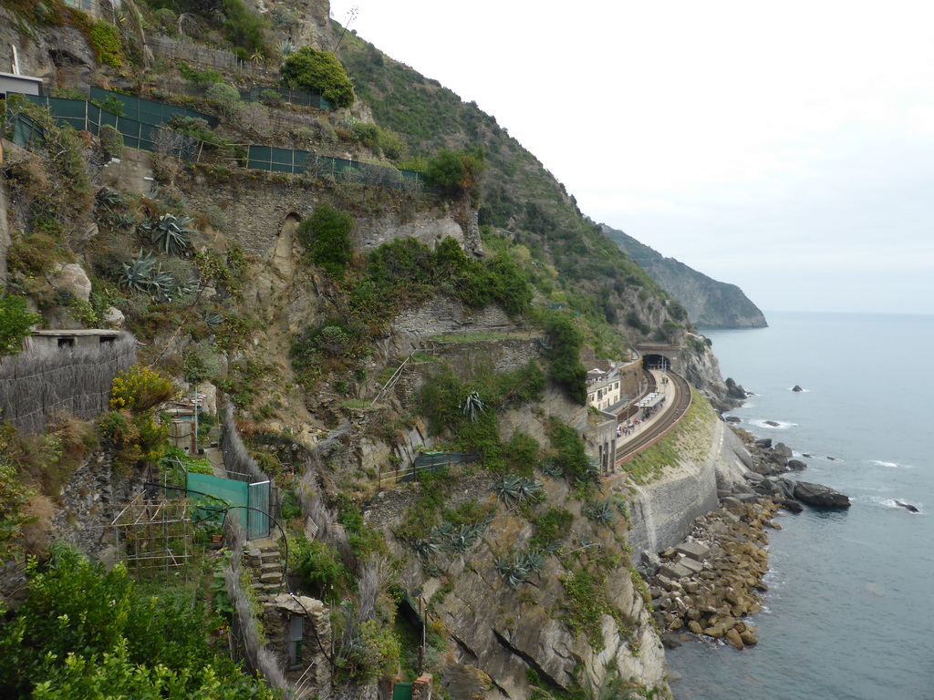 The Manarola railway station, viewed from the Piazza Castello square