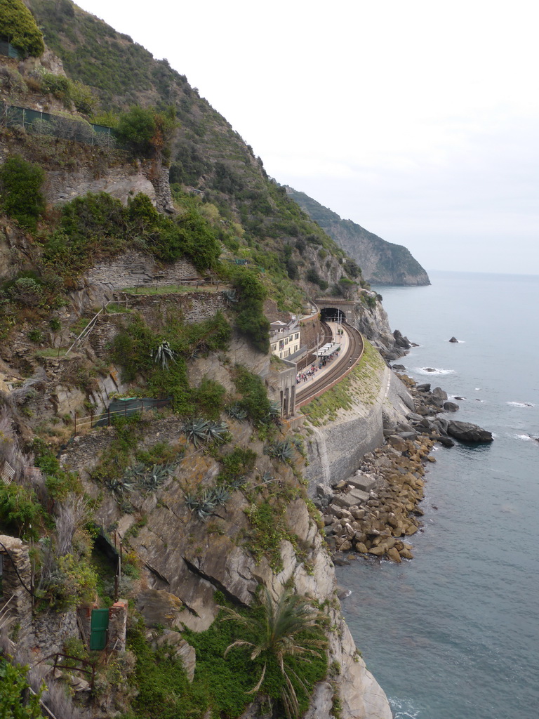 The Manarola railway station, viewed from the Piazza Castello square