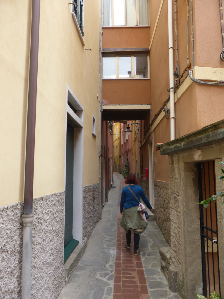 Miaomiao at the Via di Mezzo street at Manarola