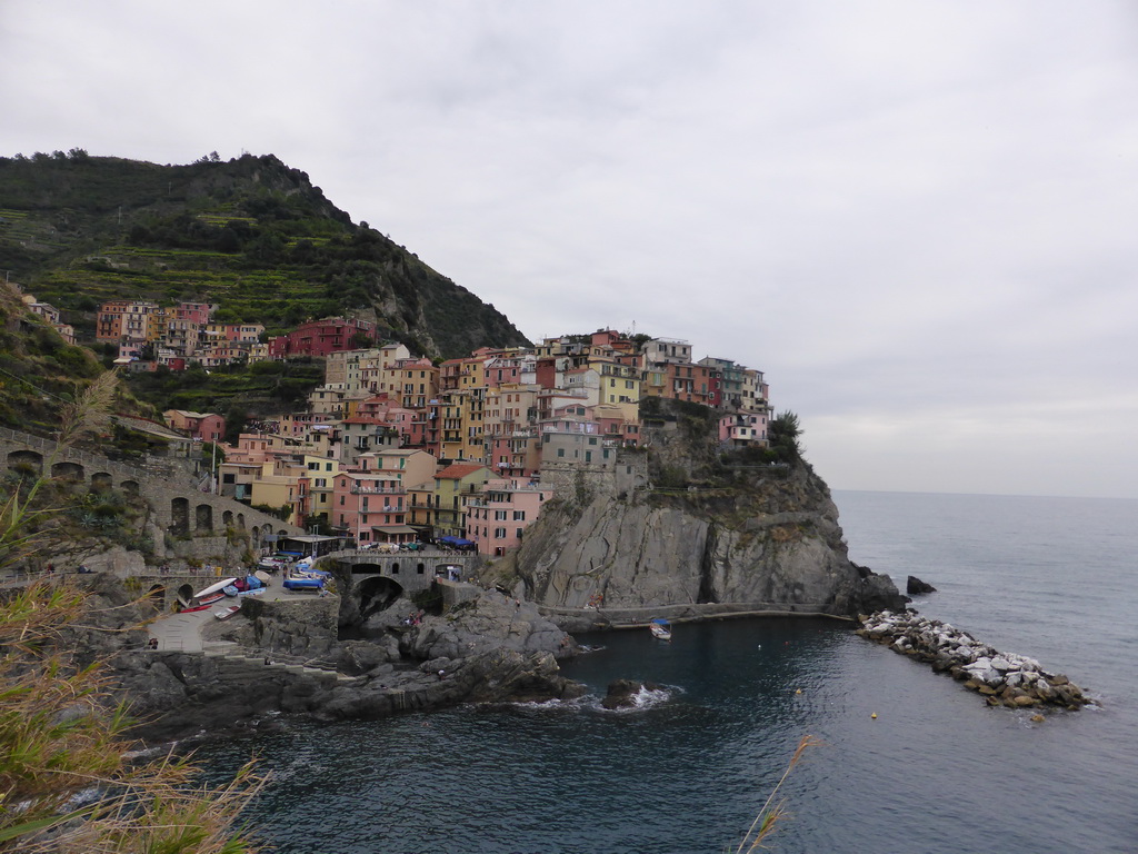 Manarola and its harbour, viewed from the Punta Bonfiglio hill