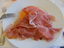 Ham and melon at the Marina Piccola restaurant at Manarola