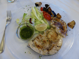 Swordfish and vegetables at the Marina Piccola restaurant at Manarola