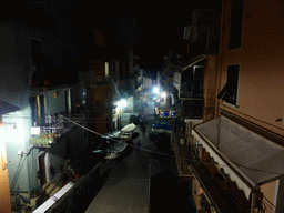 The Via Renato Birolli street at Manarola, viewed from the Piazza Dario Capellini square, by night