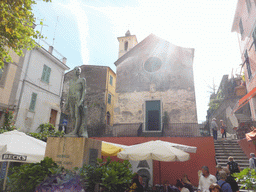 The Largo Taragio square at Corniglia with the Monument to the Fallen and the Oratory of San Caterina