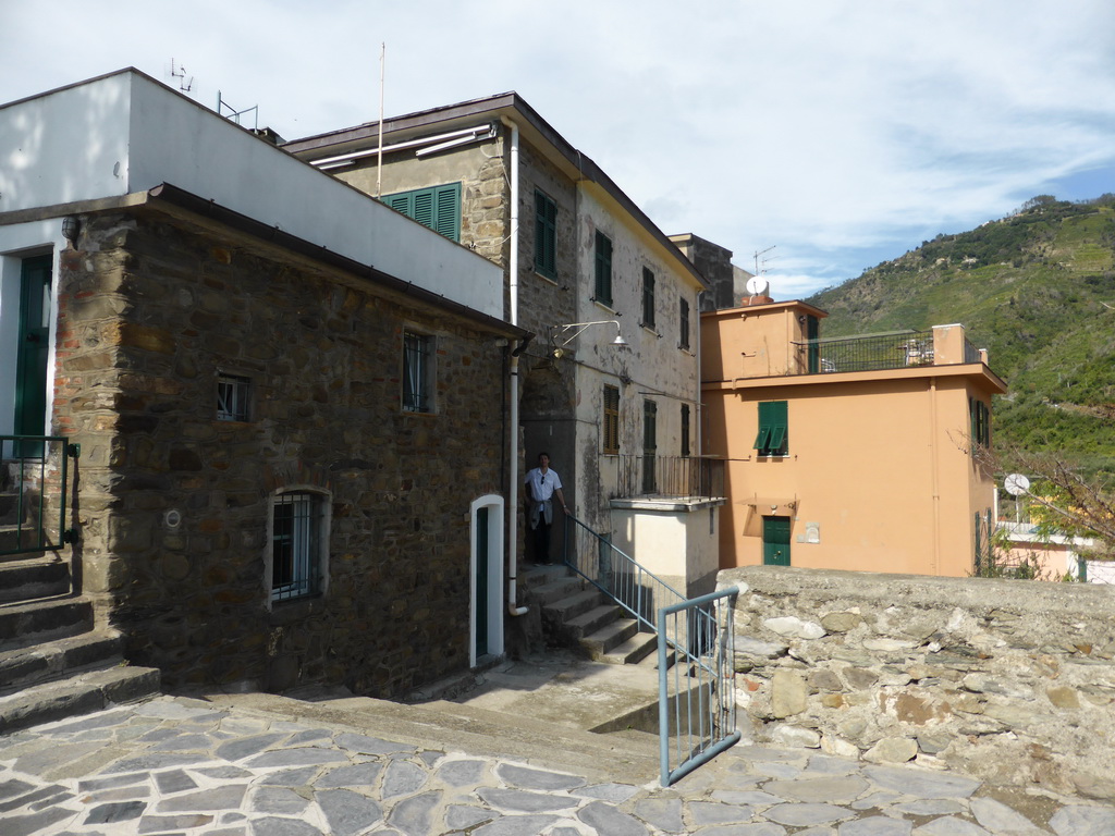 Tim at the square behind the Oratory of San Caterina at Corniglia