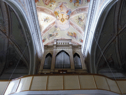 Organ and ceiling of the Chiesa di San Pietro church at Corniglia