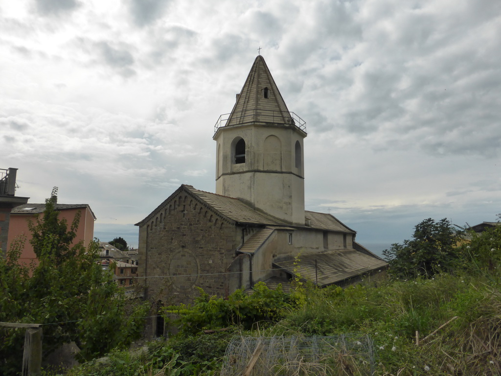 The back side of the Chiesa di San Pietro church at Corniglia