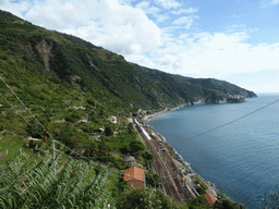 The Corniglia railway station and Manarola, viewed from the Scalinata Lardarina staircase