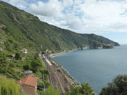 The Corniglia railway station and Manarola, viewed from the Scalinata Lardarina staircase