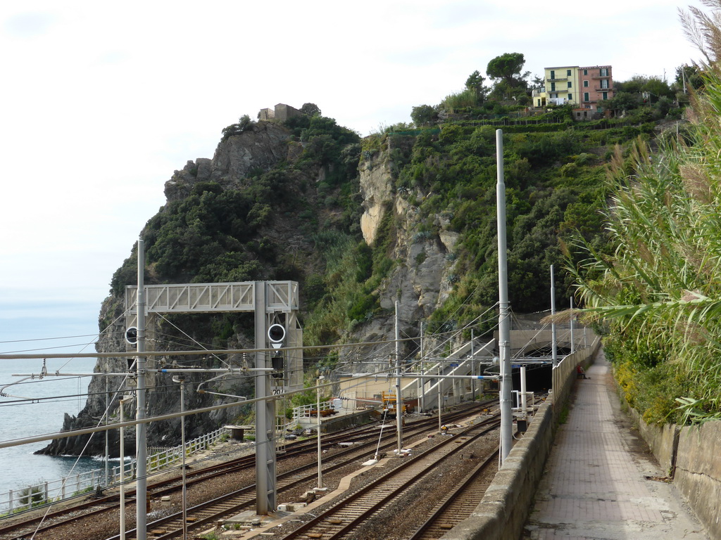 Corniglia railway station and houses on the south side of the town