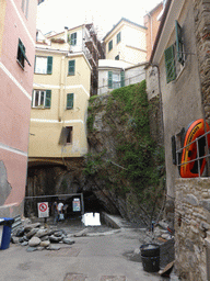 Rock arch at the Via Roma street at Vernazza