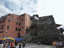 The harbour of Vernazza and the north side of the Doria Castle at Vernazza