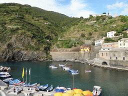 The harbour of Vernazza and the north part of the Chiesa di Santa Margherita d`Antiochia church