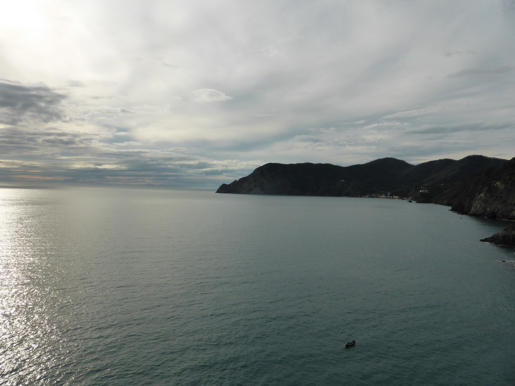 Hills on the north side of Vernazza, and Monterosso al Mare, viewed from the tower of the Doria Castle at Vernazza