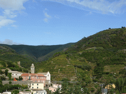 Hills on the east side of Vernazza with the Santuario di Nostra Signora di Reggio sanctuary