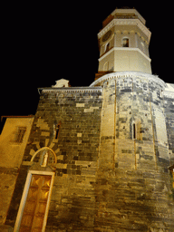 Front of the Chiesa di Santa Margherita d`Antiochia church at Vernazza, by night