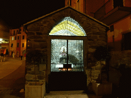 The Chapel of Santa Marta at the Via Roma street at Vernazza, by night