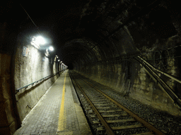 Railway tunnel at the Vernazza railway station, by night