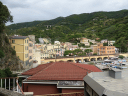 Monterosso al Mare and its beach and railway, viewed from the Zii di Frati street