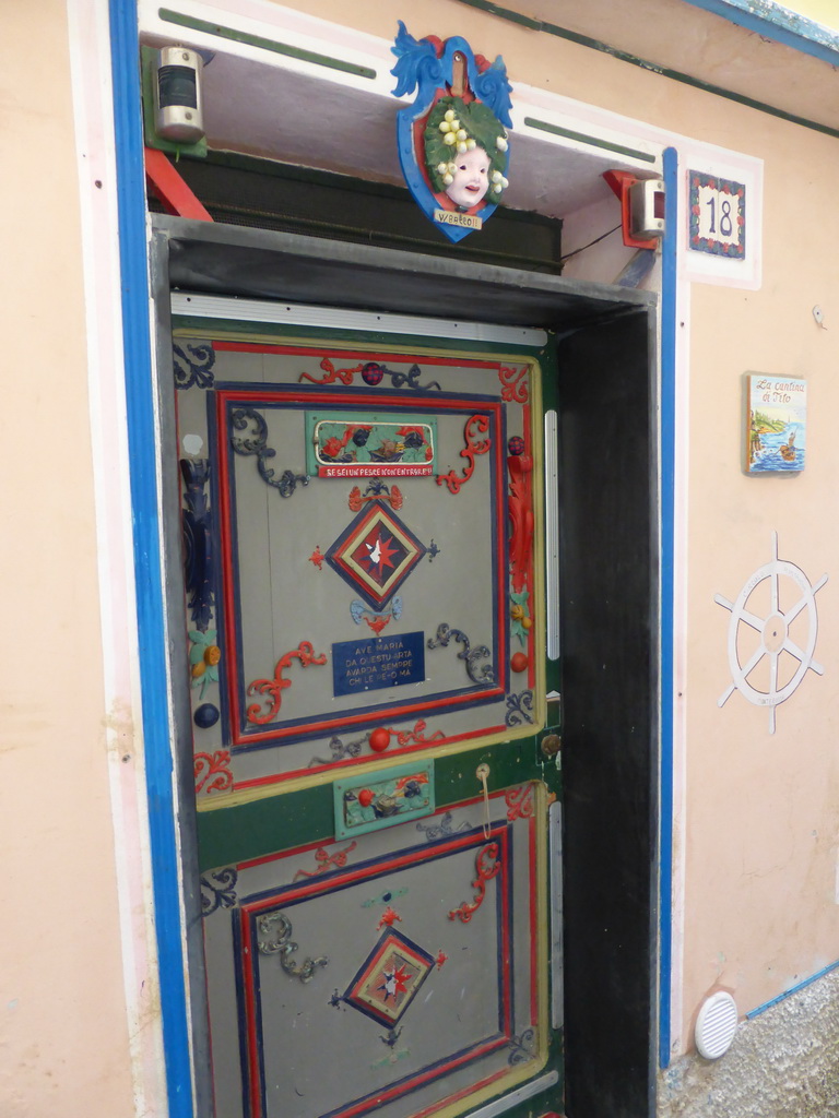 Colourful front door of a house in the town center of Monterosso al Mare