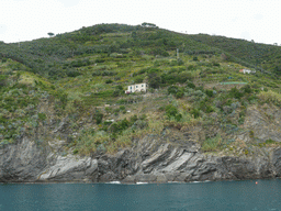 House on a hill near Vernazza, viewed from the ferry from Monterosso al Mare