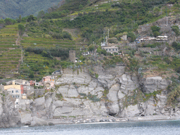Houses on a hill to the southeast of Vernazza, viewed from the ferry to Manarola