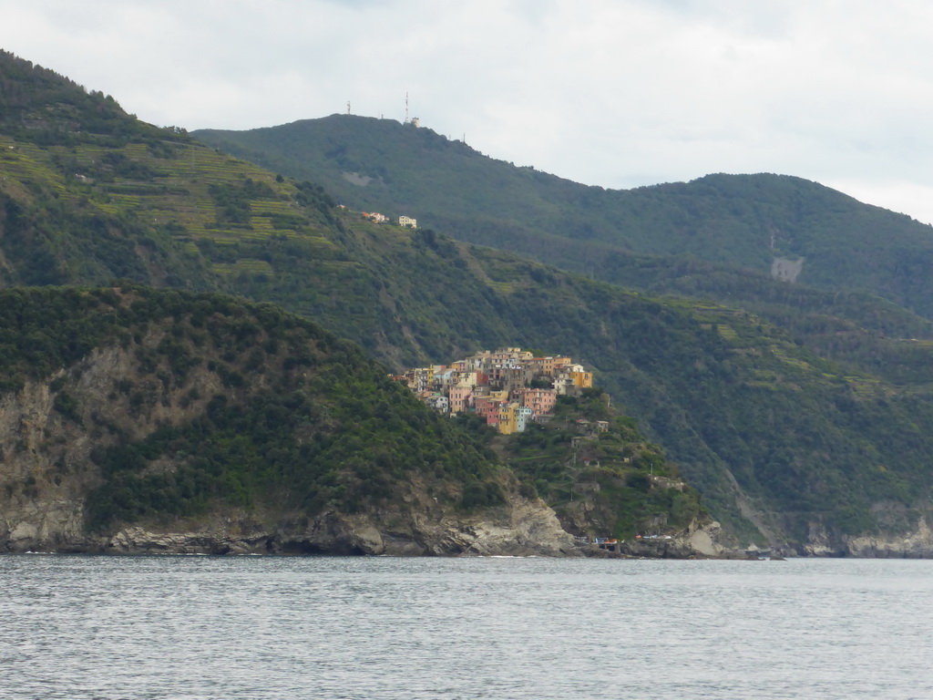 Corniglia, viewed from the ferry from Vernazza to Manarola