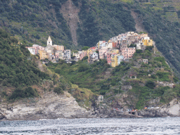 Corniglia, viewed from the ferry from Vernazza to Manarola