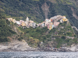 Corniglia, viewed from the ferry from Vernazza to Manarola