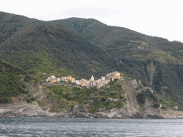 Corniglia, viewed from the ferry from Vernazza to Manarola