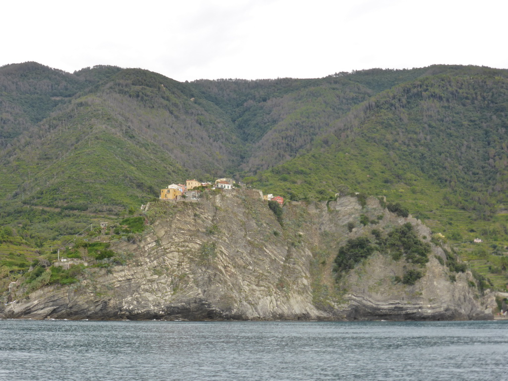 Corniglia, viewed from the ferry from Vernazza to Manarola