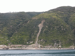 Landslide between Corniglia and Manarola, viewed from the ferry from Vernazza