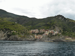 Manarola and the Punta Bonfiglio hill, viewed from the ferry from Vernazza