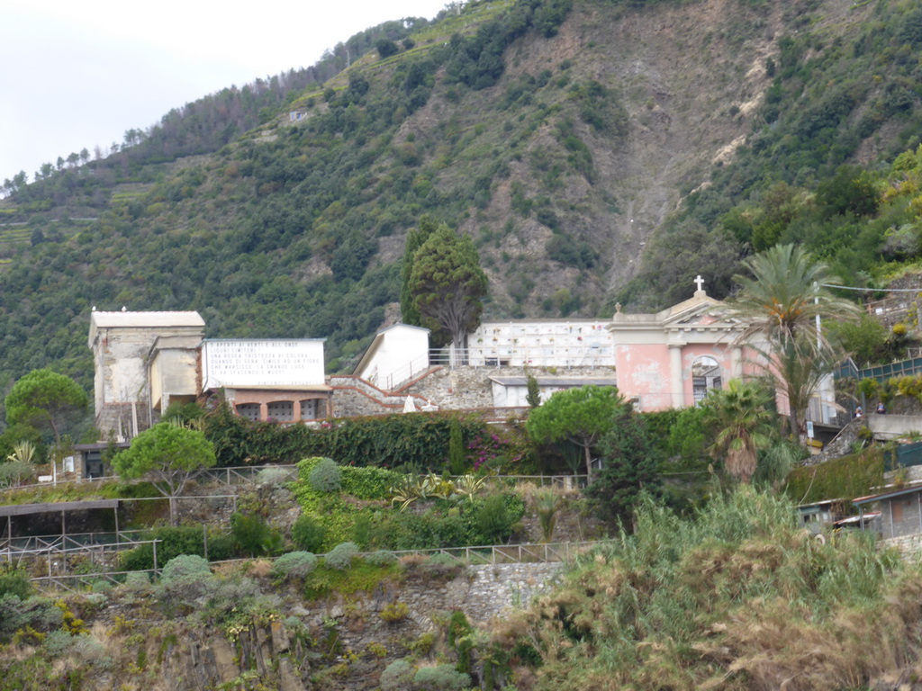 Cemetery at the Punta Bonfiglio hill near Manarola, viewed from the ferry from Vernazza