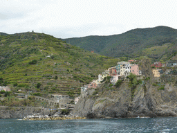 Manarola and its harbour, viewed from the ferry to Riomaggiore