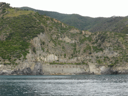 The Via dell`Amore path between Manarola and Riomaggiore, viewed from the ferry